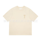 Am short-sleeve macaron color heart embroidery pure cotton loose summer fashion t-shirt crew neck top