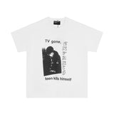 Erd: brooding rich kid - american retro portrait print rock 'n' roll hip-hop pocket oversized short sleeve tee