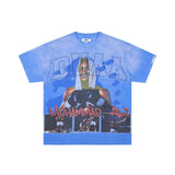 Ss street duaa retro washed and distressed hot-drilled ripped short-sleeved t-shirt