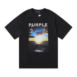 Purple br@nd comfy basics letter logo printing short-sleeved fog american street t-shirt