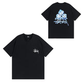 Summer running volume stussy short-sleeved t-shirt dice black eight ice cream comfy basics american couple summer t