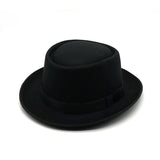 Walter White Hats British Style Dome Curved Brim Top Hat Solid Color Chaplin Hamburger Hat