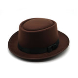 Walter White Hats British Style Dome Curved Brim Top Hat Solid Color Chaplin Hamburger Hat