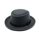 Walter White Hats British Style Dome Curved Brim Top Hat Solid Color Chaplin Hamburger Hat