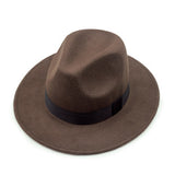 Walter White Hats Retro British Style Soft Felt Cap Party Gentleman Top Hat Big Flat Brim Woolen Warm Fedora Hat