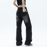 Unisex Jeans Tooling Jeans Washed Loose Straight Casual Pants
