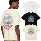 Rhude T Shirts World Map Printed Cotton Casual Short Sleeves Men and Women