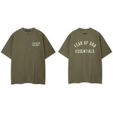 Fog icon double line essentials american high street summerloose couple short sleeve trendy heavy weight t-shirt