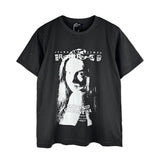 Erd melancholic rich second generation short-sleeved portrait sketch graffiti cross-border new high street loosecasual print