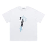 trap gradient letter tiger head short sleeve european and american high street trap star printing t-shirt loose s