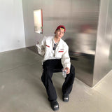 Unisex Baseball Jersey PU Leather Spring and Autumn Loose Jacket