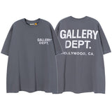 Export american retrog@llery short-sleeved t-shirt boys ins high street loose couple half-sleeved women d