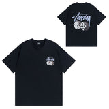 Summer running volume stussy short-sleeved t-shirt dice black eight ice cream comfy basics american couple summer t