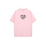 Ac letter print high street washed distressed vintage oversized short sleeve couple t-shirt