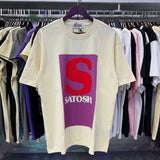Wholesale american retrosatoshi hot diamond letters ripped washed distressedloose short sleeve t-shirt