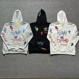 CHH Chrome Heart Hoodie Colored cross leather Sanskrit graffiti hooded sweater