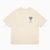Am short-sleeve macaron color heart embroidery pure cotton loose summer fashion t-shirt crew neck top