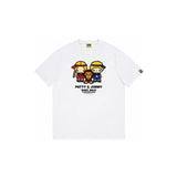 Top-tier! sanrio ou family summer bape seamless crewneck g pure cotton short-sleeve t-shirt for men