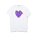 Kawakubo plaloveembroider short-sleeved pure cotton red heart eyes couple t-shirt y star style long sleeves shirt