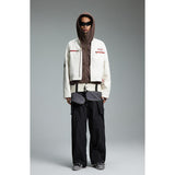 Unisex Baseball Jersey Vintage PU Leather Jacket Loose Stand-Up Jacket