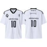 Cross-border american blockcore style patch embroidery t-shirt v-neck sports football uniform mesh quick-drying
