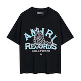 Wholesale foreign trade amir washed distressed tiger head number & letter logo short sleeve t-shirt