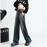 Unisex Jeans High Waist Loose Skinny Wide Leg Pants