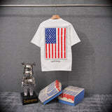 authentic edition chest pocket cross gradient horseshoe flower print short sleeve couple t-shirt