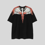 mb short-sleeved python lion head colorful feather wings t-shirt european and american loose couple
