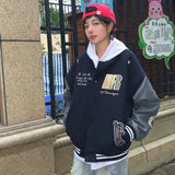Unisex Baseball Jersey Vintage Embroidered Baseball Jacket PU Jacket