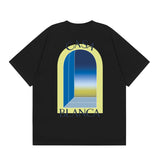 casa casablanca short-sleeved fantasy door letter logo printingstylish round neck short-sleeved t-shirt