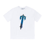 trap gradient letter tiger head short sleeve european and american high street trap star printing t-shirt loose s