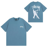 Summer running volume stussy short-sleeved t-shirt dice black eight ice cream comfy basics american couple summer t