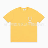 Am short-sleeve macaron color heart embroidery pure cotton loose summer fashion t-shirt crew neck top