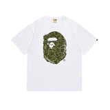 Early spring/summer camo ape head collaboration - little monkey logo print short sleeve couple's trendy tee