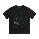 trap gradient letter tiger head short sleeve european and american high street trap star printing t-shirt loose s