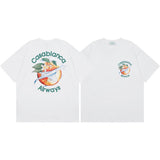 Summer collection: casa casablanca print oversized short-sleeve t-shirt - premium heavyweight cotton