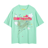 Spder hip hop singer young thug foam letter couple t-shirt pink short