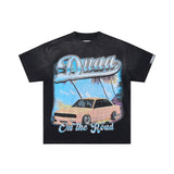 Ss street duaa retro washed and distressed hot-drilled ripped short-sleeved t-shirt