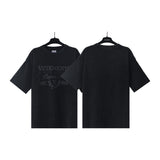 Vtm letter american style no photo printing loose washed distressed short sleeve t-shirt couple outfit