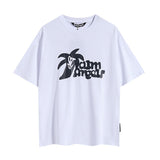 Summer trendy short-sleeve tee with back logo print - couple's fashion