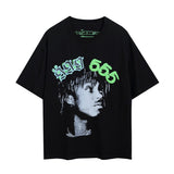Spder hip hop singer young thug foam letter couple t-shirt pink short