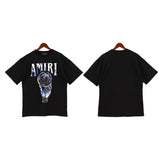 Cross-border wholesale correct version am splash ink flow paint camouflage starry sky graffiti letter short-sleeved high street couple t