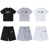 Factory direct trapstar rainbow letter gradient towel embroidery short sleeve t-shirt & fog high street shorts set
