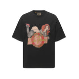 Gallery european and american couple wear plus size fried color washed short-sleeved t-shirt youth tee