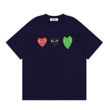 Correct version star kawakubo pla heartembroider short-sleeved pure cotton red heart peach couple t-shirt y