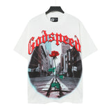 High version gods short sleeve heavy weight washed fog high street rock band skull pure cottonprinting round
