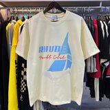 Rhude T Shirts Yacht Club Printed Cotton Short Sleeves Men and Women