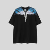 Correct version mb short-sleeved couple outfit colorful wings feather t-shirt marcelo european and american classic