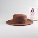 Walter White Fedora Autumn and Winter Jazz Flat Top Hat Felt Cap Wool Woolen